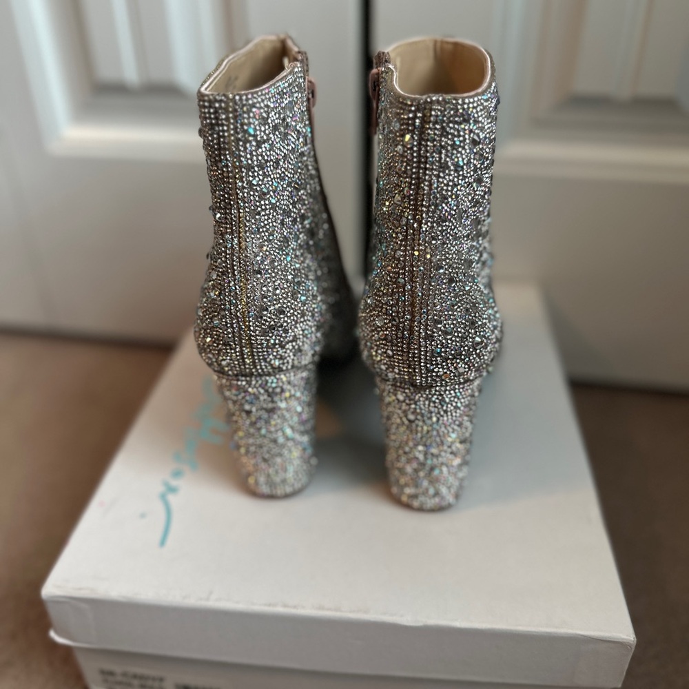 Betsey Johnson Glittering Silver Heeled Boots